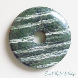 Silberauge Donut, 40 mm groß, grün mit Silberstreifen