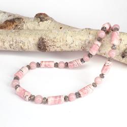 Rhodochrosit Kette mit Pink Opal und Labradorit