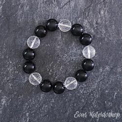 Onyx-Bergkristall Armband mit 14 mm Kugeln