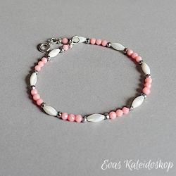 Dünnes Armband aus rosa Bambus Koralle mit Perlmutt