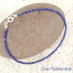 Dünnes Lapis Lazuli Armband aus facettierten Kugeln 