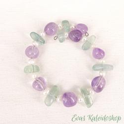 Amethyst Armband mit Perle auf Memory-Wire, Spiral Draht