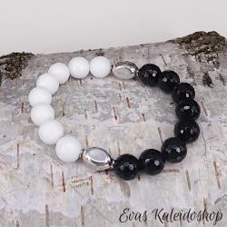 Kascholong Opal – Obsidian Armband mit Silber