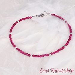 Zierliches Pink Achat Armband mit Silberkügelchen