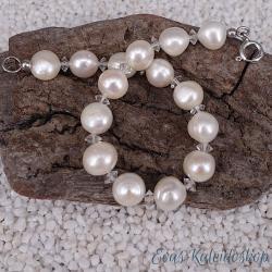 Armband aus großen weißen Perlen und Swarovski® bicones
