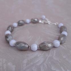 Labradorit Armband mit Chalcedon