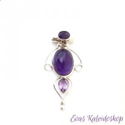 Amethyst Anhänger mit drei Steinen