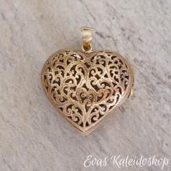 Reich verziertes Bronze Herz - Medaillon , aufklappbar für Fotos