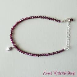 Zierliches Granat Armband mit abnehmbaren Herz-Charm