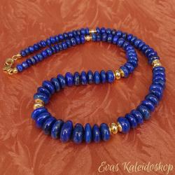 Lapis Lazuli Kette, leuchtend blau mit Goldelementen