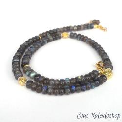 Labradorit Kette mit blau-grün-goldenem labradorisieren und vergoldeten Schnecken