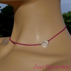 Pinkfarbene 2 mm Spinell Kette mit dekorativem Spiralverschluss