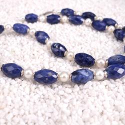 Maritime Sodalith - Perlen Kette, klassisch Blau-weiß 