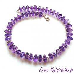 Amethystkette mit Silber und Rhodolit