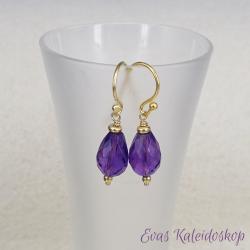 Elegante Amethyst Tropfenohrringe mit vergoldetem Silber