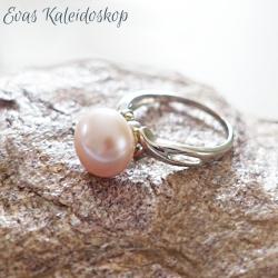  Silberring mit großer rosa Perle