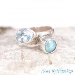 Design Ring mit Larimar und Topas