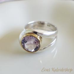 Amethyst Ring, bicolor mit offener Ringschiene