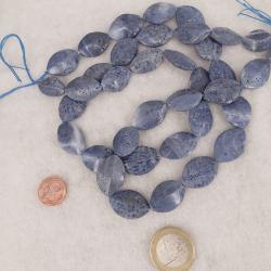 Schmuck DIY: Schaumkoralle Strang, natur blau, navette